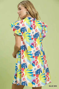 Umgee Ruffled Botanical Print Mini Dress 100100130871187 62 Affordable Fashion Under $100 Jerry's Apparel 