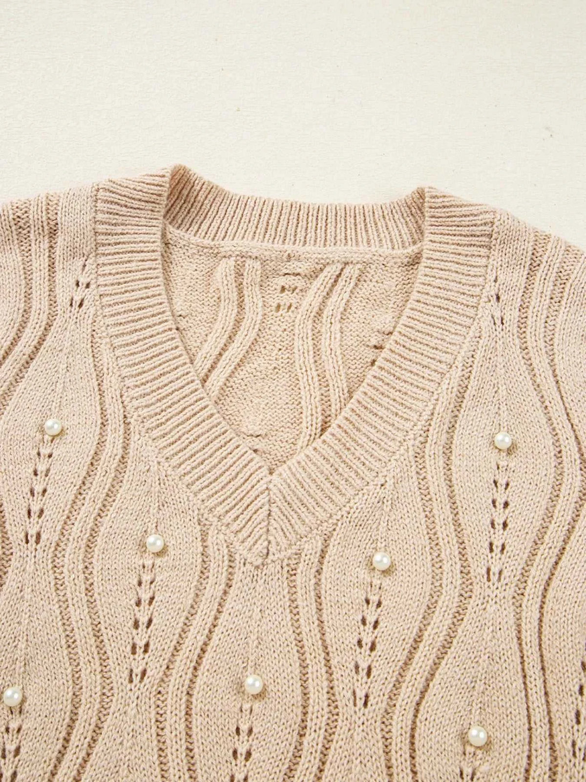 Pearl-Embellished V-Neck Pullover Sweater 100100719561876 49 Affordable Fashion Under $100 Jerry's Apparel 
