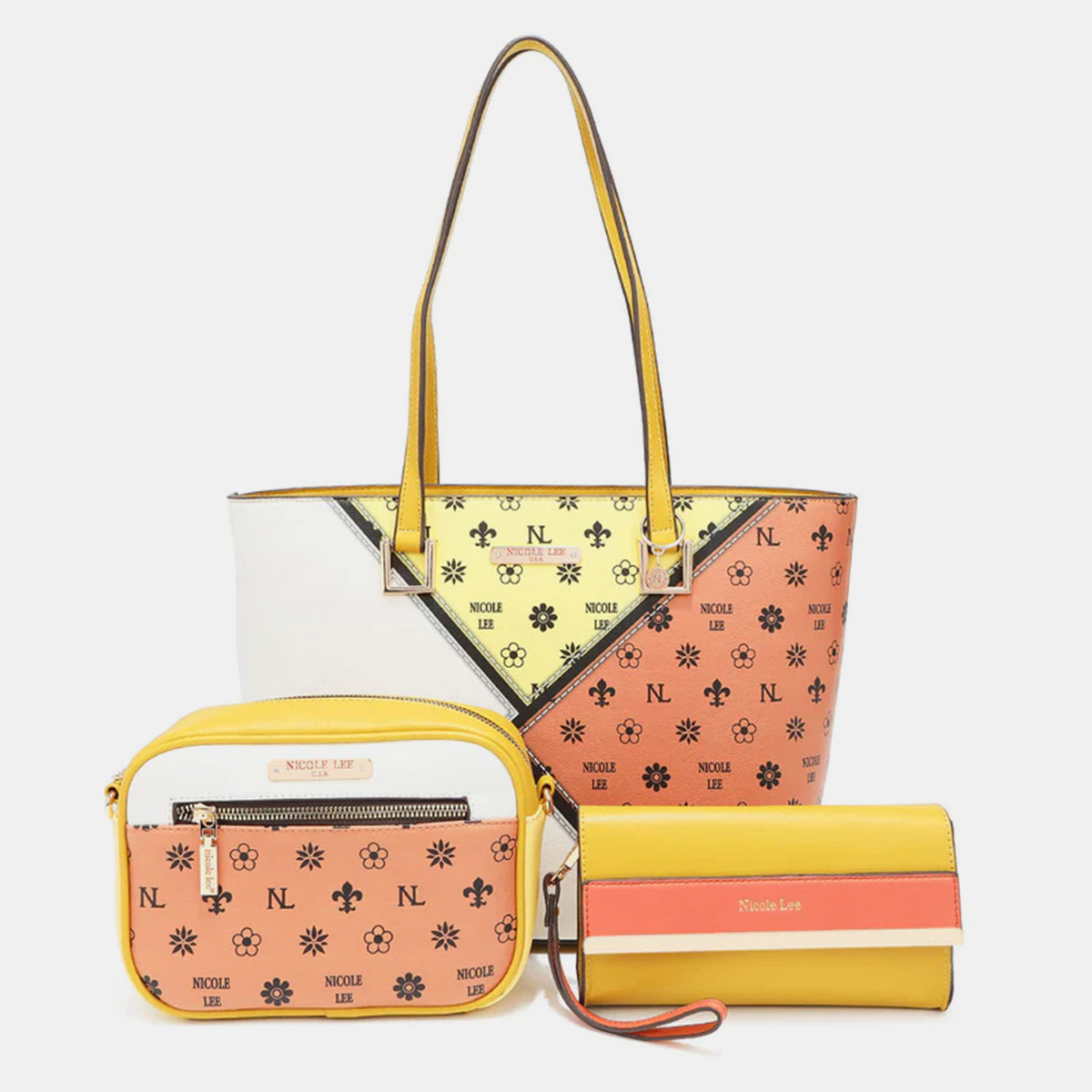 3-Piece Color Block Handbag Set