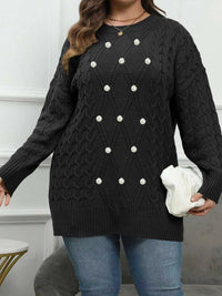 Plus Size Cable Knit Dropped Shoulder Sweater 101002841180880 50 Affordable Fashion Under $100 Jerry's Apparel 