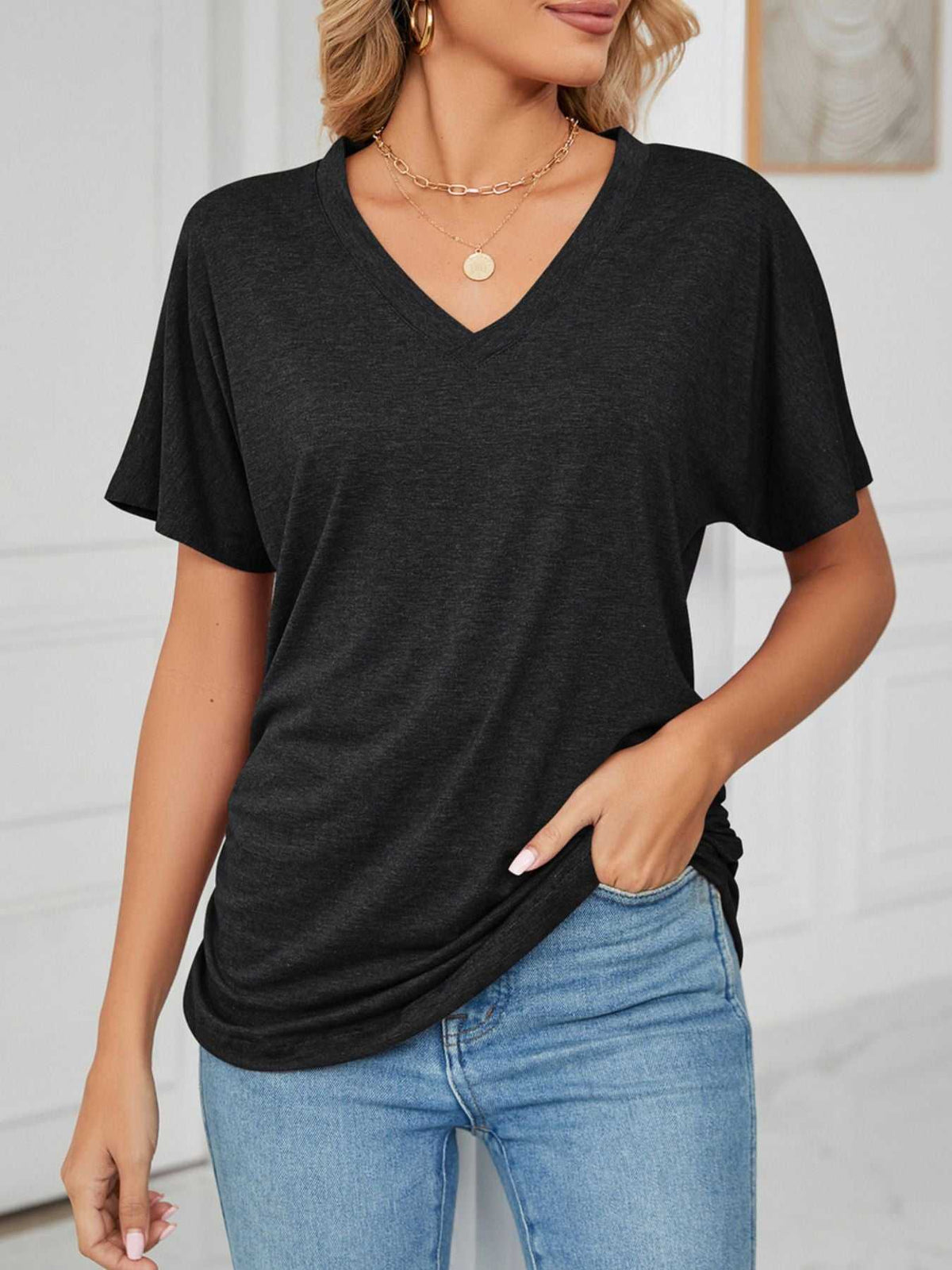 Casual V-Neck Short Sleeve T-Shirt 100100579648227 22 Affordable Fashion Under $100 Jerry's Apparel 