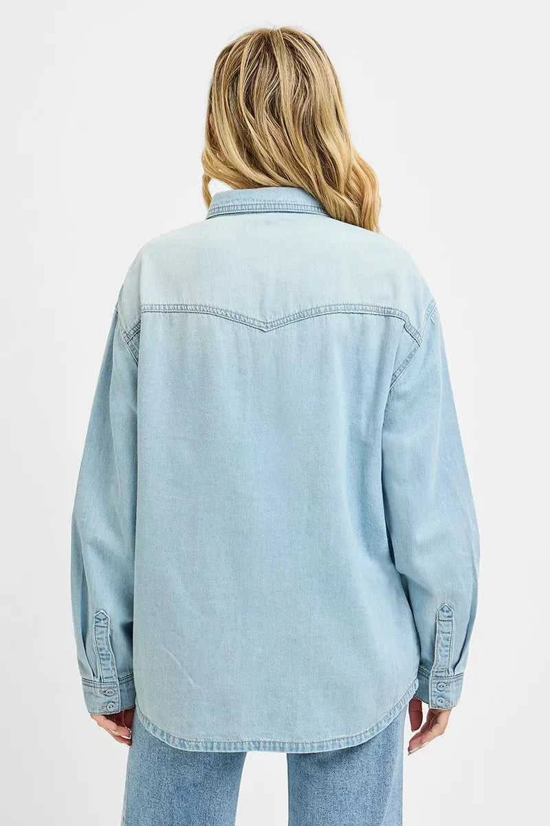RISEN Western Yoke Style Relaxed Fit Denim Shirts 100100509961679 56 Affordable Fashion Under $100 Jerry's Apparel 