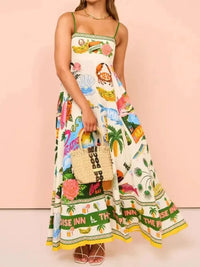 Printed Square Neck Cami Maxi Dress