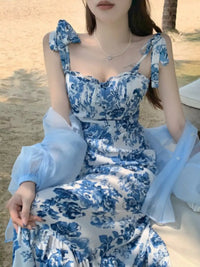 Floral Print Tie-Strap Midi Dress 101001965800115 20 Jerry's Apparel 