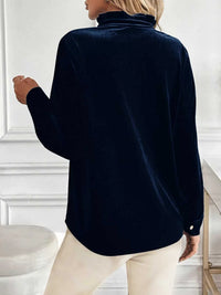 Velvet Button Front Long Sleeve Blouse 100100057554223 43 Affordable Fashion Under $100 Jerry's Apparel 