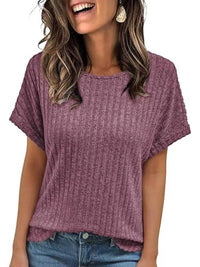 Casual Ribbed Knit Short Sleeve T-Shirt 100100691365915 25 Affordable Fashion Under $100 Jerry's Apparel 