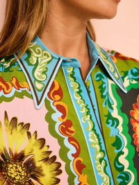 Printed Maxi Shirt Dress with Belt