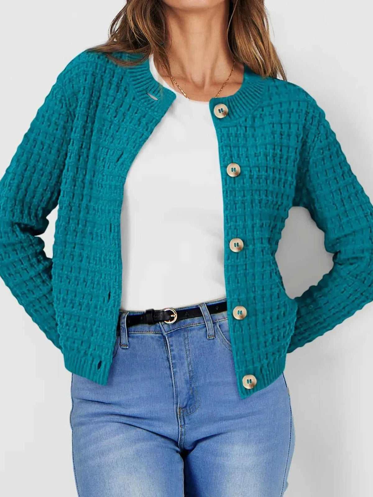 Textured Knit Button-Front Cardigan 100100626365347 44 Affordable Fashion Under $100 Jerry's Apparel 