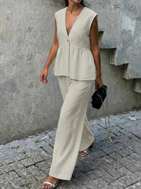 One Button Top and Wide Leg Pants Set 100100324141111 44 Affordable Fashion Under $100 Jerry's Apparel 