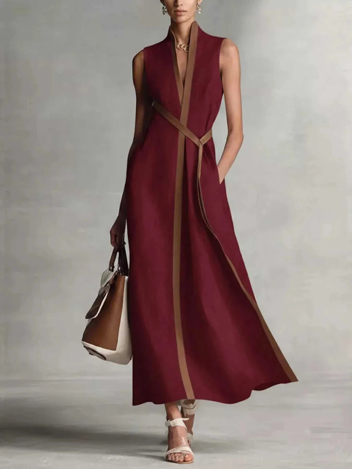 Full Size Contrast Trim Sleeveless Maxi Dress Plus Size 100100764511905 41 Affordable Fashion Under $100 Jerry's Apparel 