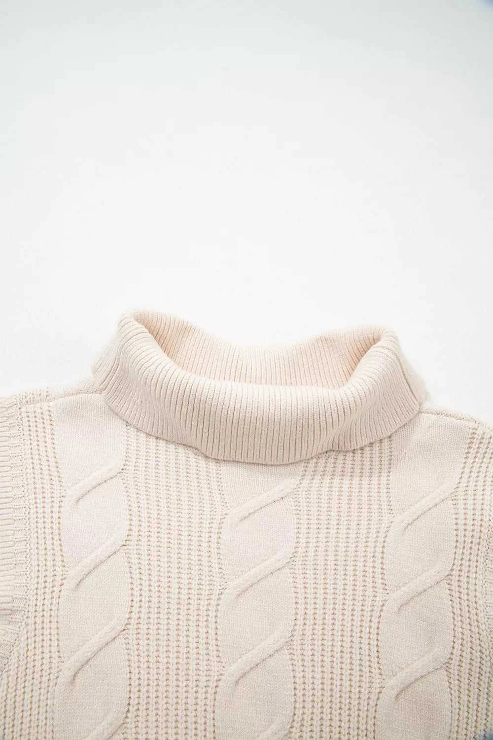 Cable Knit Turtleneck Ruffled Short Sleeve Sweater 101002004961931 44 Affordable Fashion Under $100 Jerry's Apparel 