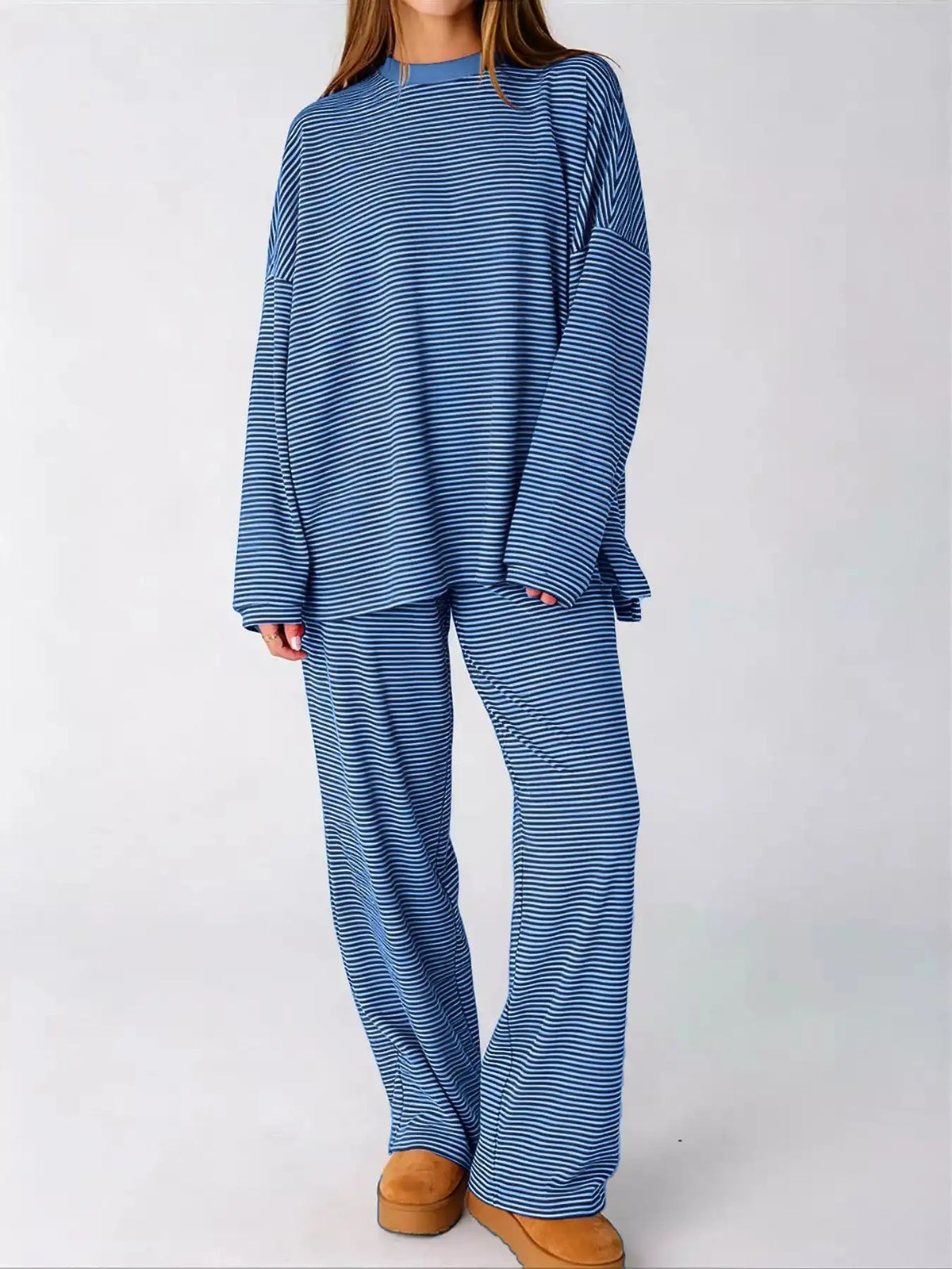 Striped Long Sleeve Top and Pants Set 101001715551827 81 Affordable Fashion Under $100 Jerry's Apparel 