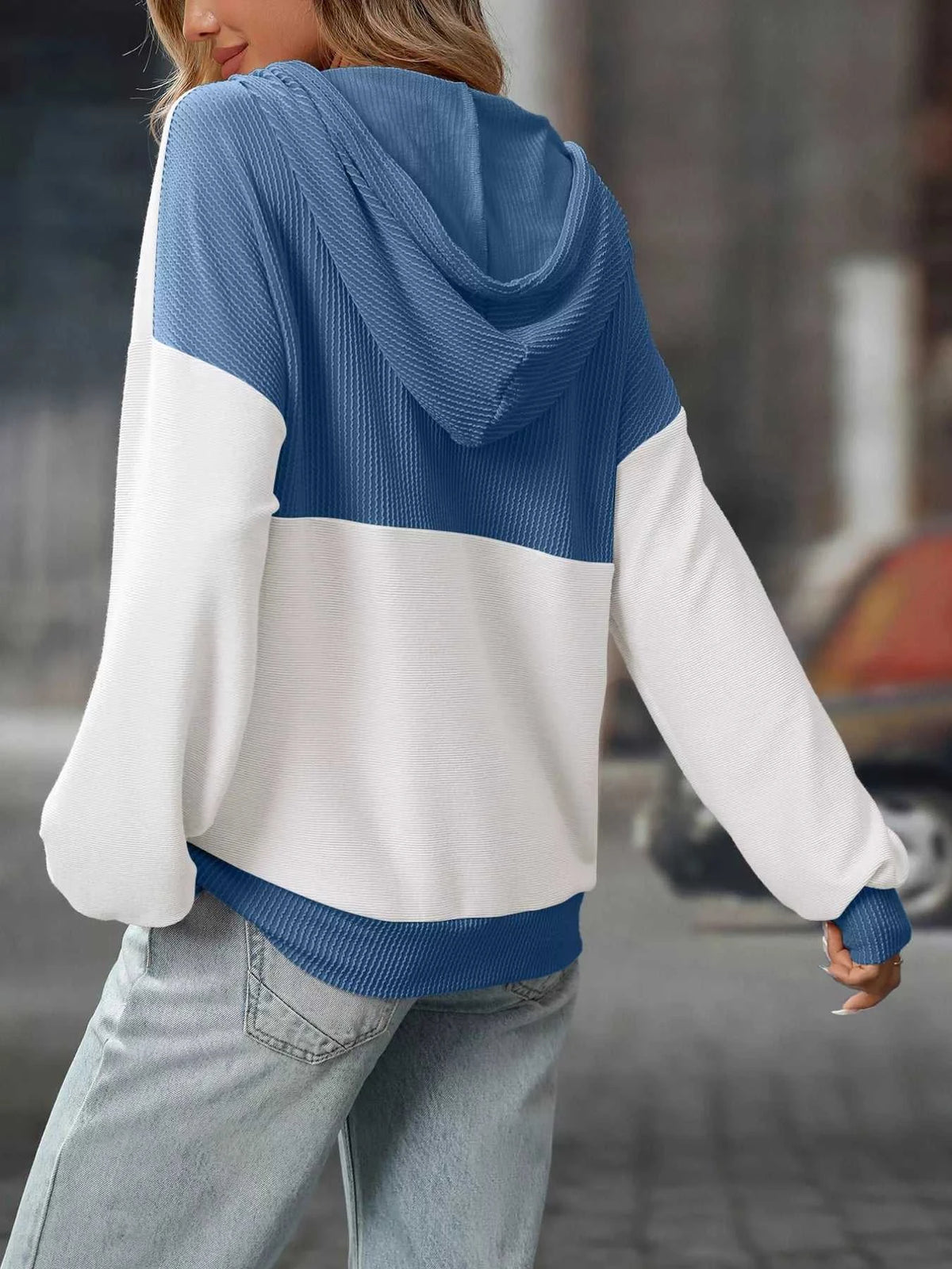 Casual Color Block Button Detail Hoodie 100100649841441 43 Affordable Fashion Under $100 Jerry's Apparel 