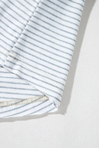Stripe Floral Insert Sleeves Contrast Round Neck Tee