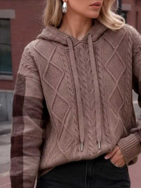Cable-Knit Plaid Sleeves Hooded Sweater 101002546453697 40 Affordable Fashion Under $100 Jerry's Apparel 