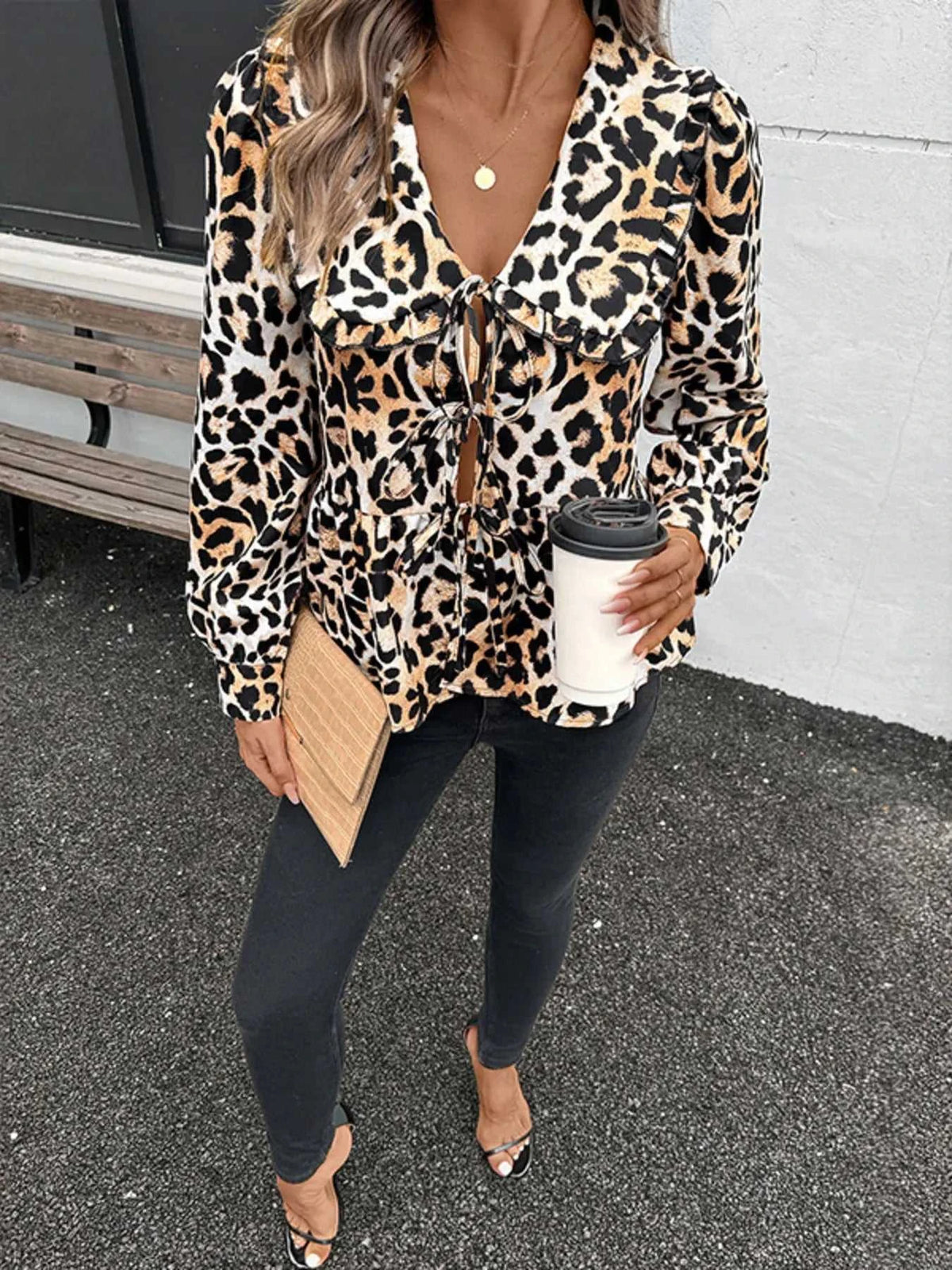 Leopard Print Tie Front Blouse 100100129201649 40 Affordable Fashion Under $100 Jerry's Apparel 