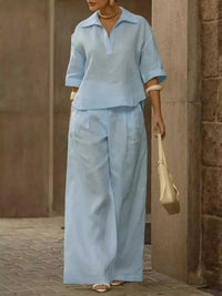 Full Size 3/4 Sleeve Top and Wide Leg Pants Set Plus Size 101001978569946 39 Affordable Fashion Under $100 Jerry's Apparel 