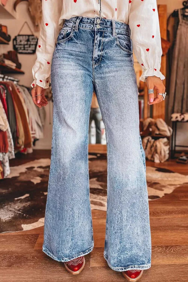 Acid Wash Pocket Detail Flare Jeans 100100992789405 74 Affordable Fashion Under $100 Jerry's Apparel 
