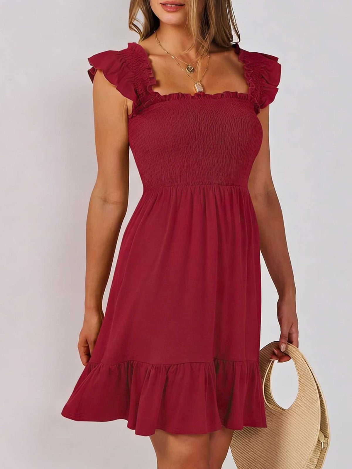 Smocked Ruffle Hem Mini Dress 100100088487178 33 Affordable Fashion Under $100 Jerry's Apparel 