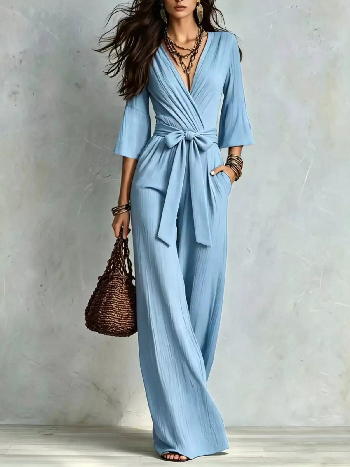 Pleated Wide-Leg Jumpsuit with Tie-Waist 101001893266329 52 Affordable Fashion Under $100 Jerry's Apparel 