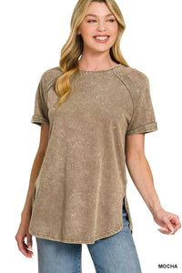 Zenana French Terry Washed Curved Hem Top 100100390101272 25 Affordable Fashion Under $100 Jerry's Apparel 