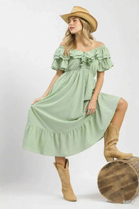 Umgee Textured Ruffle Midi Dress 100100704431930 64 Affordable Fashion Under $100 Jerry's Apparel 