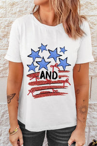 Stars and Stripes Bow Graphic T Shirt