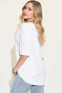 Full Size Bamboo V-Neck Drop Shoulder T-Shirt