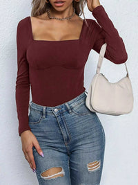 Square Neck Long Sleeve Bodysuit 100100815021205 33 Affordable Fashion Under $100 Jerry's Apparel 