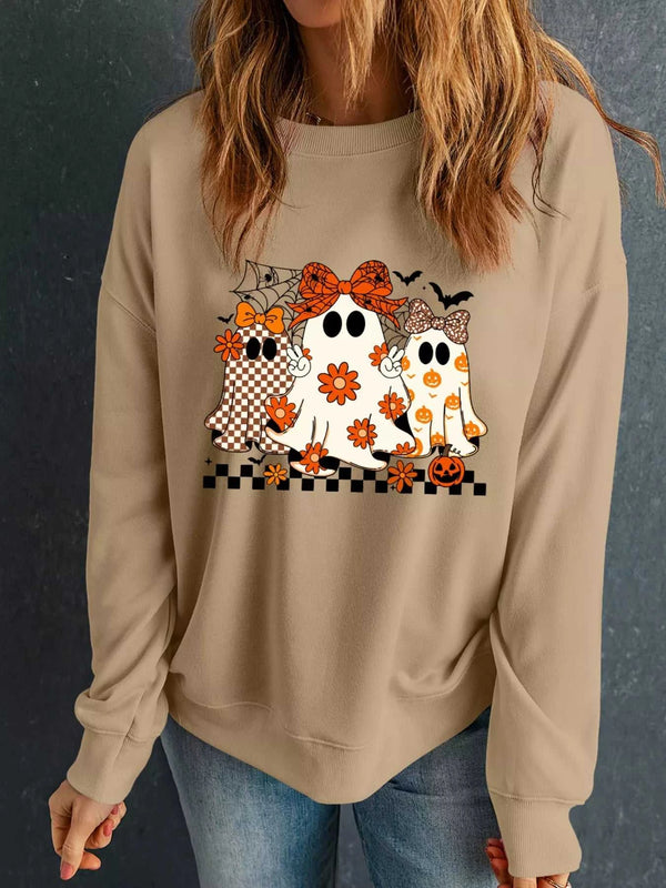 Halloween Ghost Graphic Drop Shoulder Sweatshirt 100100936916583 42 Affordable Fashion Under $100 Jerry's Apparel 