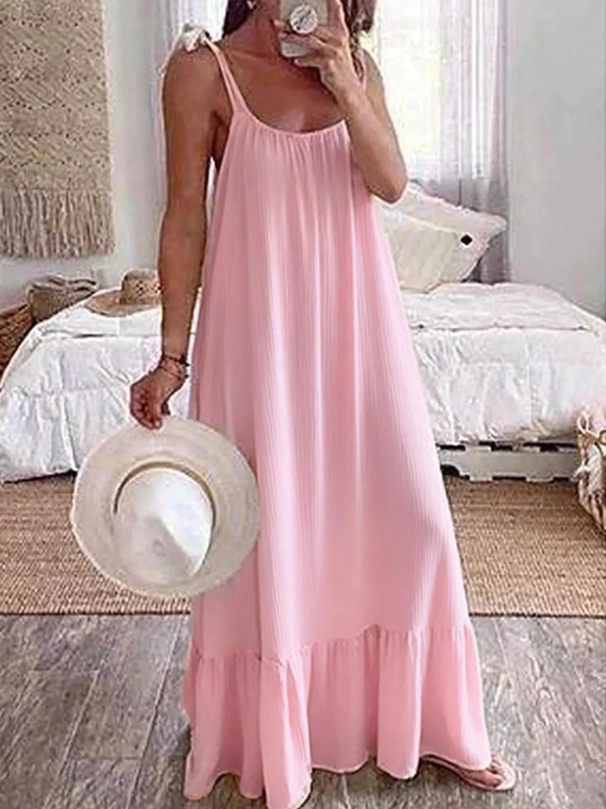 Sleeveless Tie Strap Flowy Maxi Dress 100100361101152 36 Affordable Fashion Under $100 Jerry's Apparel 