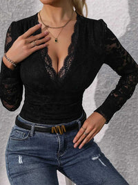 Perfee Lace Plunge Long Sleeve Bodysuit 100100909931065 29 Affordable Fashion Under $100 Jerry's Apparel 