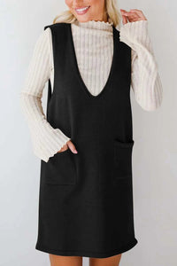 Lovelet Pocketed V-Neck Mini Sweater Overall Dress 100100283761487 35 Affordable Fashion Under $100 Jerry's Apparel 