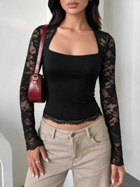 Lace Sleeve Square Neck Top 100100211394789 35 Affordable Fashion Under $100 Jerry's Apparel 