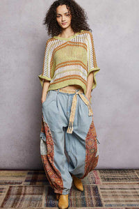 POL Openwork Lightweight Striped V-Neck Knit Top 100100195051642 59 Affordable Fashion Under $100 Jerry's Apparel 