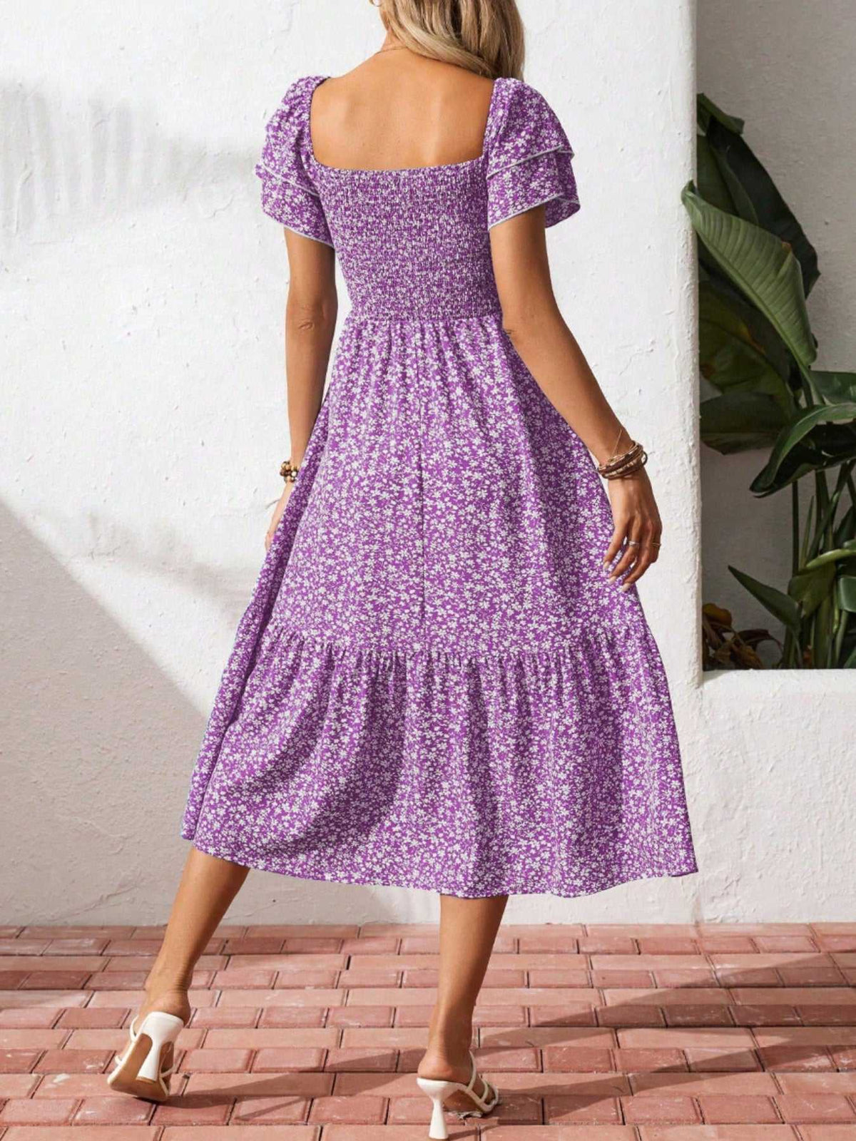 Floral Print Smocked Ruffle Sleeves Dress 100100039252836 42 Affordable Fashion Under $100 Jerry's Apparel 