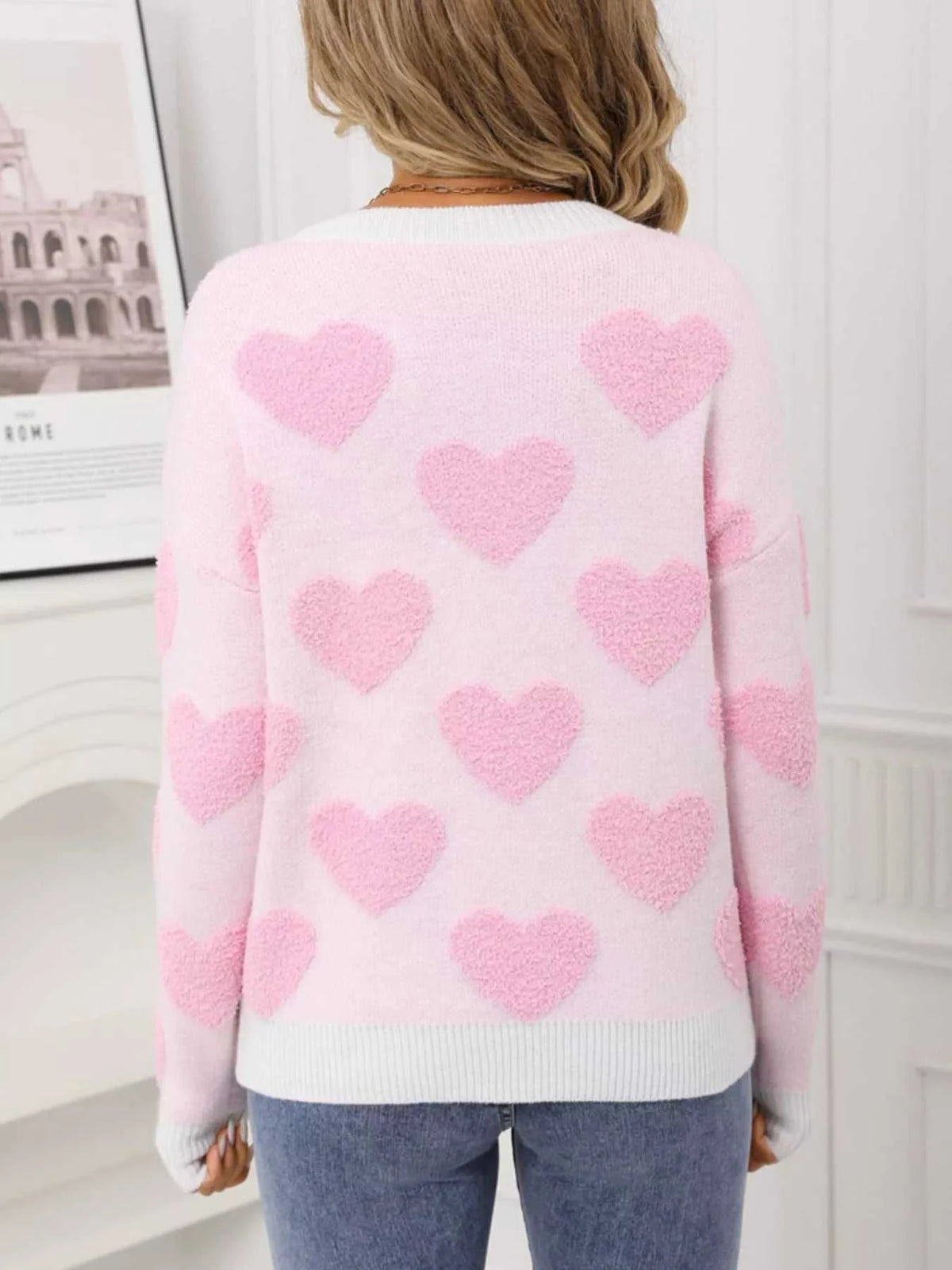 Valentine's Day Heart Pattern Round Neck Sweater 100100539364002 49 Affordable Fashion Under $100 Jerry's Apparel 
