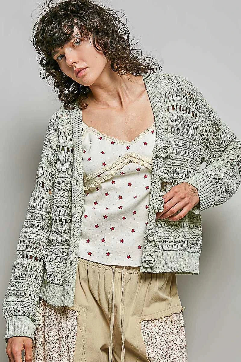POL Open-Knit Floral Button Cardigan 100100372231681 66 Affordable Fashion Under $100 Jerry's Apparel 