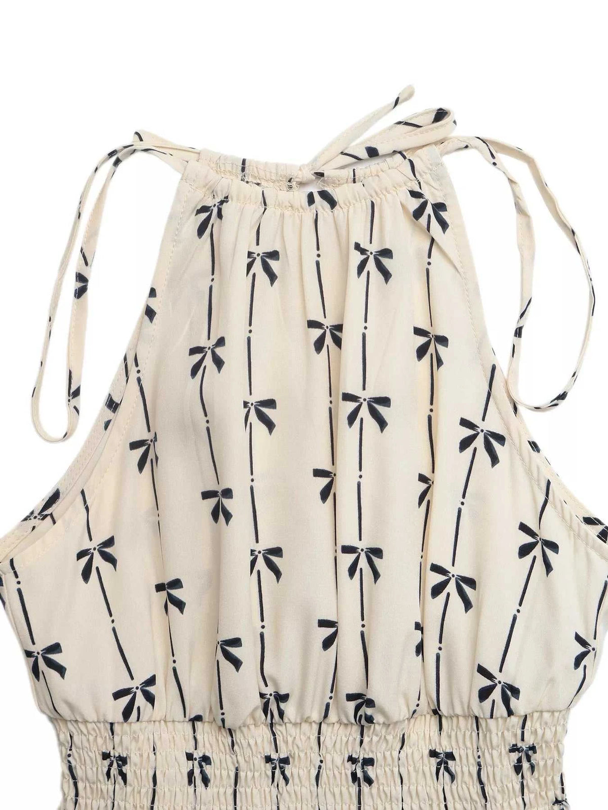 Bow Print Halter Neck Smocked Romper 100100154813524 28 Women's Romper Affordable Fashion Under $100 Jerry's Apparel 