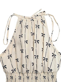Bow Print Halter Neck Smocked Romper 100100154813524 28 Women's Romper Affordable Fashion Under $100 Jerry's Apparel 