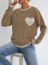 Lace Heart Contrast Trim Sweater 101002229770019 36 Affordable Fashion Under $100 Jerry's Apparel 