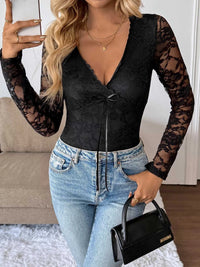Long Sleeve Floral Lace Mesh Cropped Top 100100980970306 30 Affordable Fashion Under $100 Jerry's Apparel 