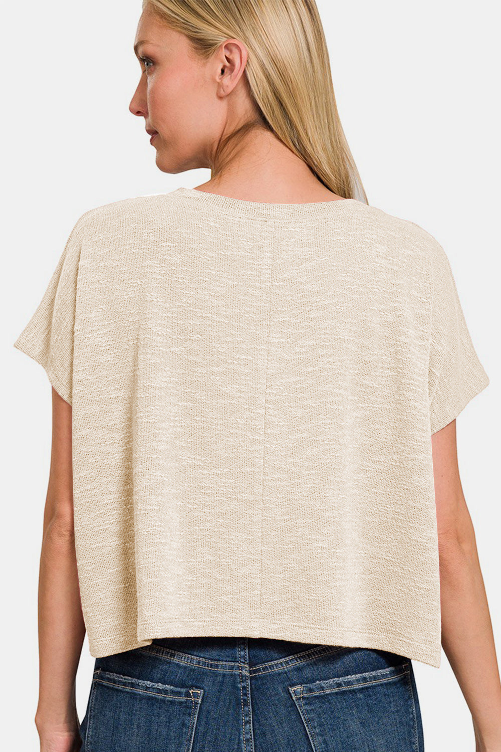 V-Neck Short Sleeve Crop T-Shirt