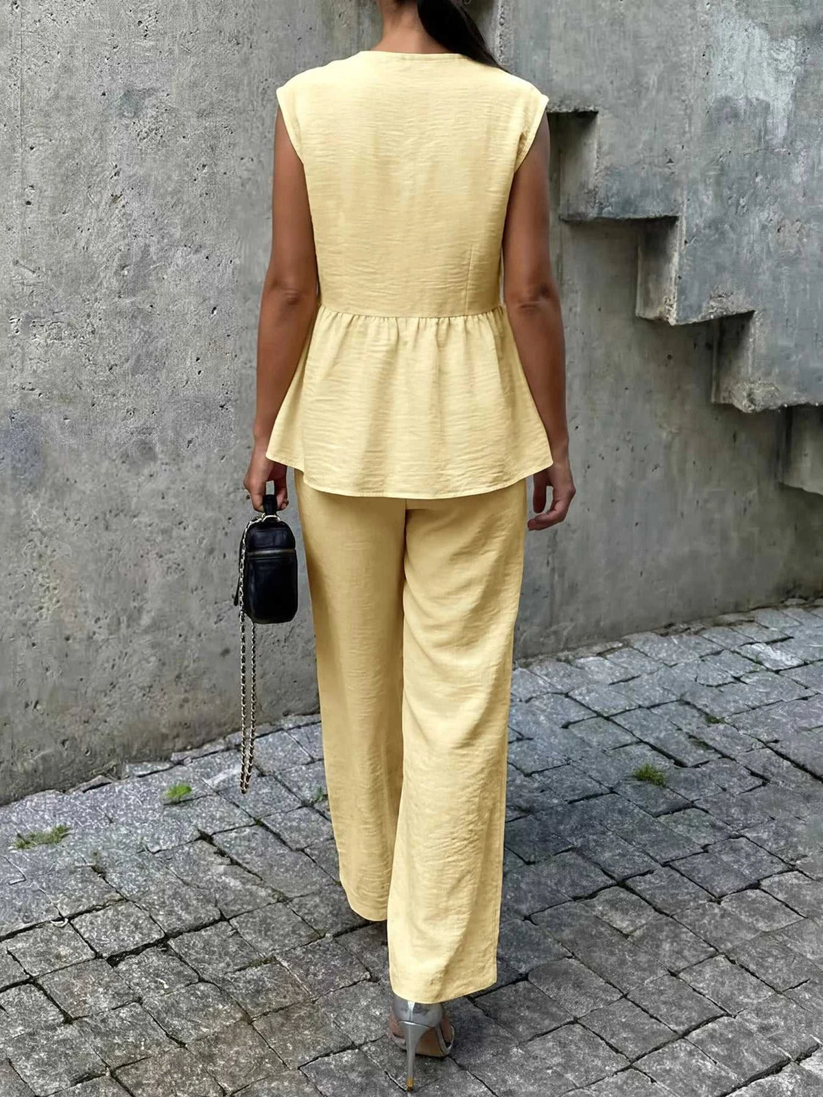 One Button Sleeveless Top and Pants Set 100100018954873 44 Affordable Fashion Under $100 Jerry's Apparel 