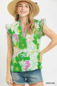 Umgee Bold Floral Flutter Sleeve Top 100100666141188 49 Affordable Fashion Under $100 Jerry's Apparel 