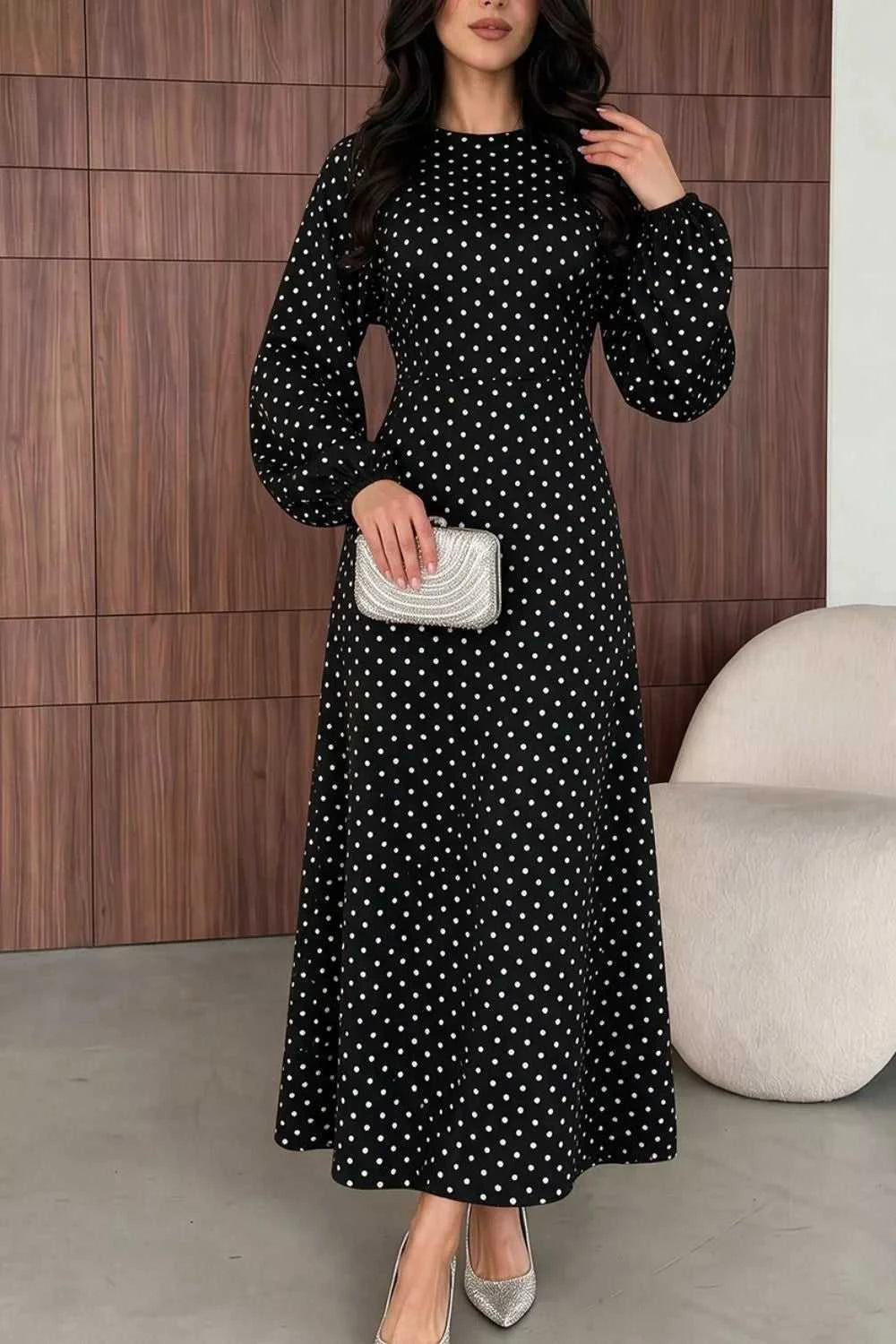 Polka Dot Long Sleeve Maxi Dress 101001469171625 35 Affordable Fashion Under $100 Jerry's Apparel 