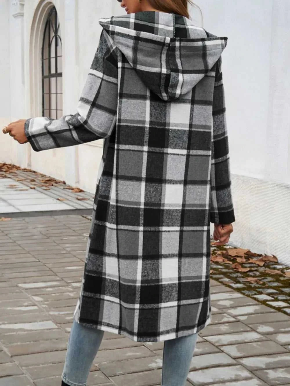 Devine Plaid Long Sleeve Hooded Coat 100100235621127 45 Affordable Fashion Under $100 Jerry's Apparel 