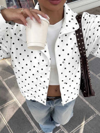 Polka Dot Zip Up Cropped Jacket 100100822180695 55 Affordable Fashion Under $100 Jerry's Apparel 