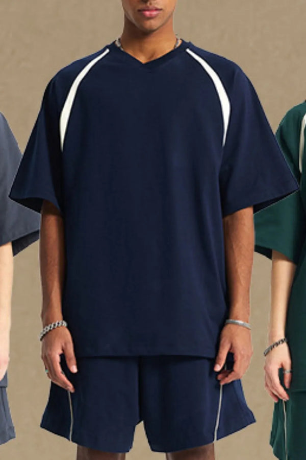 Men's Contrast Round Neck Half Sleeve T-Shirt