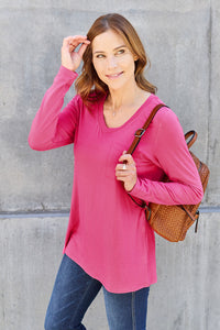 Full Size V-Neck Long Sleeve Top